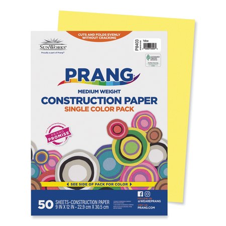 Sunworks Paper, Construction, 9" x 12", Yellow, PK50 8403